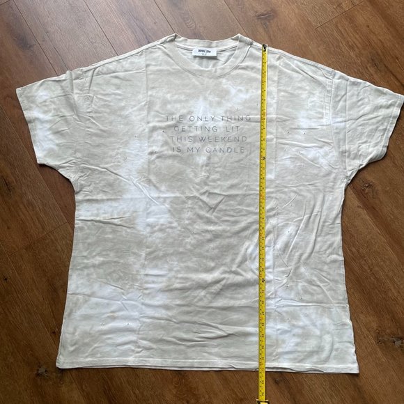 Double Zero Womens Size Large Cotton Oversized Top Shirt Distressed Beige - Picture 7 of 9